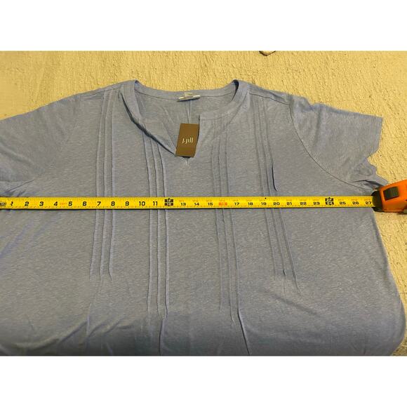 J.Jill Linen Blend Pintuck 2X Short Sleeve Split Neck Tunic Plus Sz NWT Casual - Picture 3 of 8